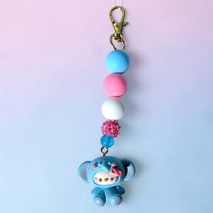 Handmade Hello Kitty Blue Elephant Bag Charm/ Keychain